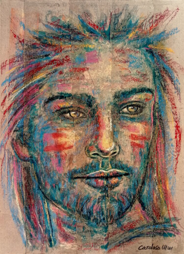 Dessin intitulée "CELTIC MAN | Carton…" par Cardoso Manu, Œuvre d'art originale, Pastel Monté sur Autre panneau rigide