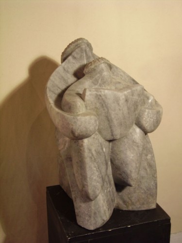Sculpture intitulée "Maternité (la lectu…" par Stephane Carel, Œuvre d'art originale, Pierre
