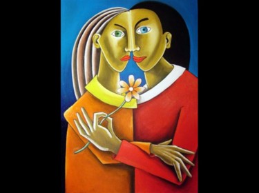 Peinture intitulée "le Couple" par Stephane Carel, Œuvre d'art originale, Huile