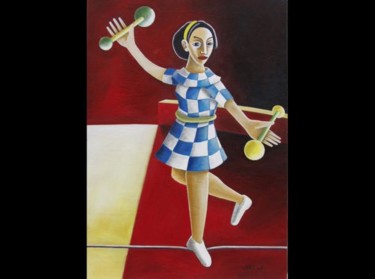 Peinture intitulée "l'Equilibriste" par Stephane Carel, Œuvre d'art originale, Huile
