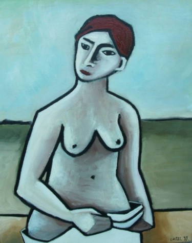 Peinture intitulée "La Baigneuse" par Stephane Carel, Œuvre d'art originale, Huile