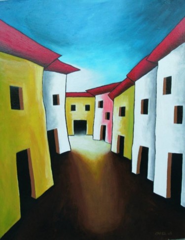 Peinture intitulée "Rue" par Stephane Carel, Œuvre d'art originale
