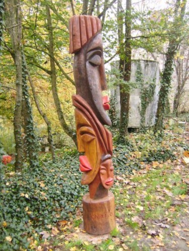 Sculpture intitulée "Totem famille" par Stephane Carel, Œuvre d'art originale