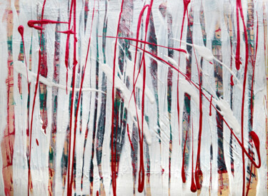 Peinture intitulée "Red and White" par Caren Keyser, Œuvre d'art originale, Acrylique