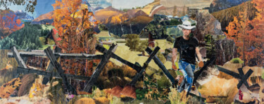 Коллажи под названием "Cowboy Walk" - Caren Keyser, Подлинное произведение искусства, Коллажи