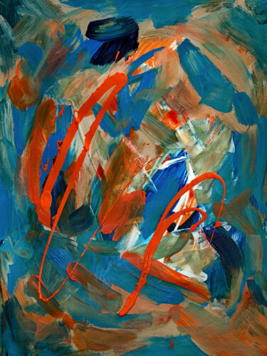 Картина под названием "Splash of Orange" - Caren Keyser, Подлинное произведение искусства, Акрил