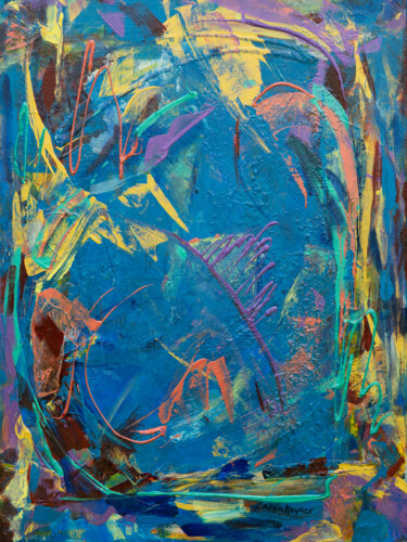 Painting titled "Deep into the Blue" by Caren Keyser, Original Artwork, Acrylic