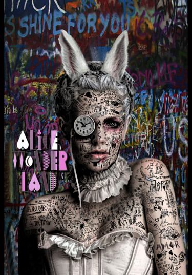 GRAFFITI ALICE WONDERLAND Arts numériques intitulée "GRAFFITI ALICE WOND…" par Francois Rey, Œuvre d'art originale, Travail numérique 2D