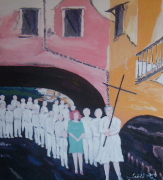 Картина под названием "SACRO E PROFANO" - Carilu', Подлинное произведение искусства, Масло