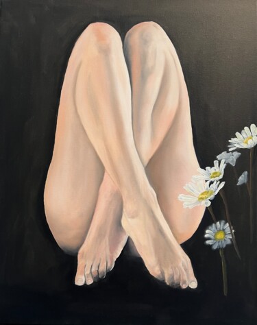 Painting titled "The Innocent Daisy" by Carina Martins, Original Artwork, Oil