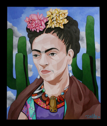 "Frida" başlıklı Tablo Carine Capelle (Nelly) tarafından, Orijinal sanat, Akrilik Ahşap Sedye çerçevesi üzerine monte edilmiş