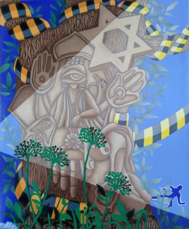 Peinture intitulée "Là est l'os" par Carine Capelle (Nelly), Œuvre d'art originale, Acrylique Monté sur Carton