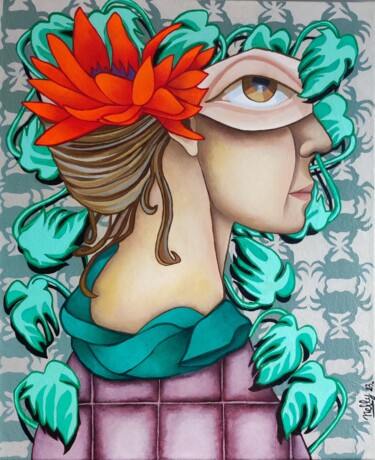 Peinture intitulée "Pense aux fleurs qu…" par Carine Capelle (Nelly), Œuvre d'art originale, Acrylique Monté sur Châssis en…