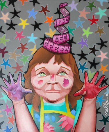 Peinture intitulée "Toute petite déjà" par Carine Capelle (Nelly), Œuvre d'art originale, Acrylique Monté sur Carton