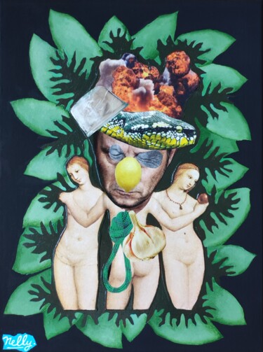 Collages intitulée "Le borderline en co…" par Carine Capelle (Nelly), Œuvre d'art originale, Acrylique Monté sur Châssis en…