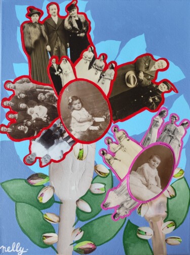 Collages titulada "Fleurs du Mal" por Carine Capelle (Nelly), Obra de arte original, Collages Montado en Bastidor de camilla…