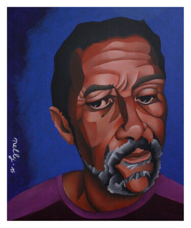 Malerei mit dem Titel "Portrait de Guirane…" von Carine Capelle (Nelly), Original-Kunstwerk, Acryl Auf Karton montiert