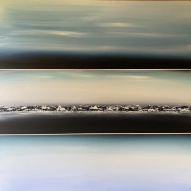 Painting titled "Trois paysages" by Carine Laval, Original Artwork, Acrylic Mounted on Wood Stretcher frame