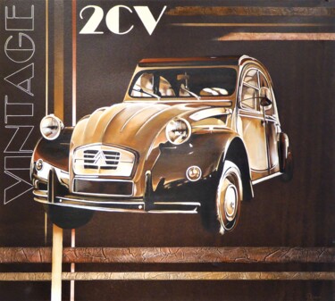 Malarstwo zatytułowany „Vintage” autorstwa Carine Ricard, Oryginalna praca, Akryl Zamontowany na Panel drewniany