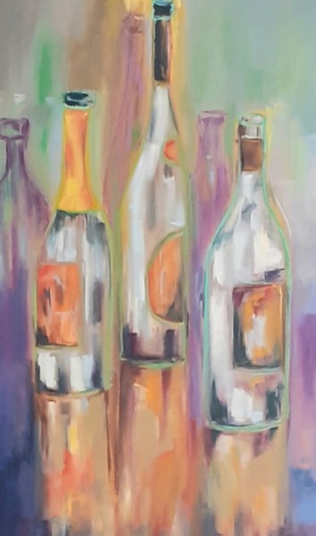 Peinture intitulée "Tableau bouteilles…" par Car'Artverbeken, Œuvre d'art originale, Huile