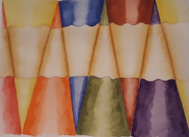 Painting titled "crayons-de-couleur.…" by Carine Perez, Original Artwork, Watercolor