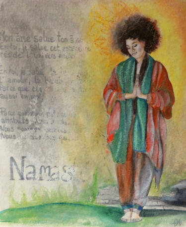 Painting titled "Namasté" by Carine Augustiniak, Original Artwork, Oil