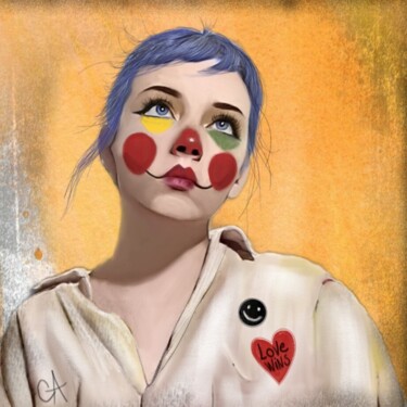Digitale Kunst mit dem Titel "Clown" von Carine Augustiniak, Original-Kunstwerk, Digitale Malerei