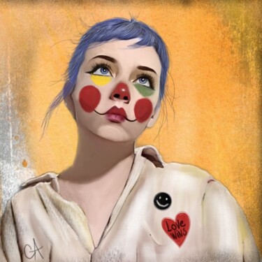 Цифровое искусство под названием "Clown" - Carine Augustiniak, Подлинное произведение искусства, Цифровая живопись