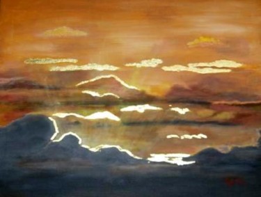 Painting titled "Sunset" by Carine B, Original Artwork, Oil