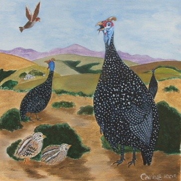 Painting titled "Guinea fowl 1" by Carine B, Original Artwork