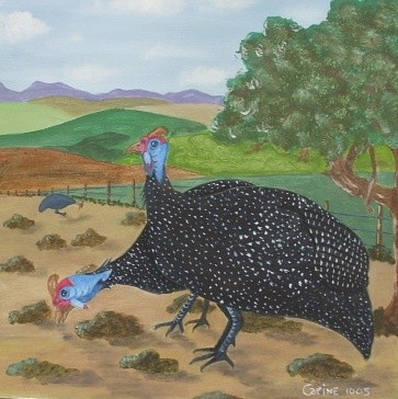 Painting titled "Guinea fowl 2" by Carine B, Original Artwork