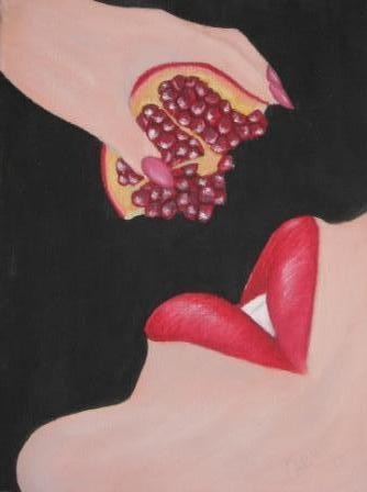 Painting titled "Pomegranate 1" by Carine B, Original Artwork