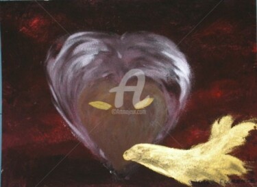 Peinture intitulée "Coeur qui parle" par Florence Cariou, Œuvre d'art originale, Acrylique