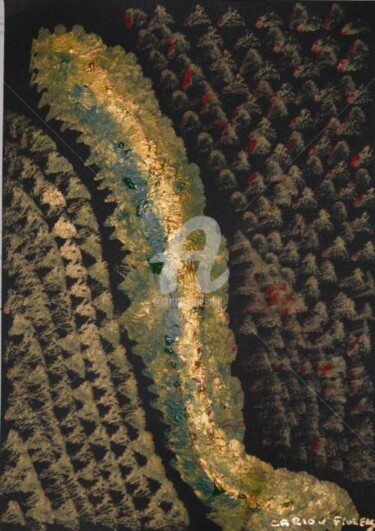 Peinture intitulée "Chenille qui monte" par Florence Cariou, Œuvre d'art originale