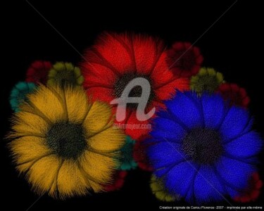 Arts numériques intitulée "fleurmutlicolp.jpg" par Florence Cariou, Œuvre d'art originale
