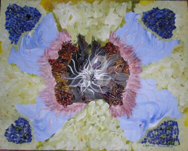 Peinture intitulée "Au coeur de la fleur" par Florence Cariou, Œuvre d'art originale