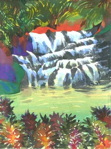 Painting titled "Cataratas Parque Ca…" by Carl Aldana, Original Artwork, Other