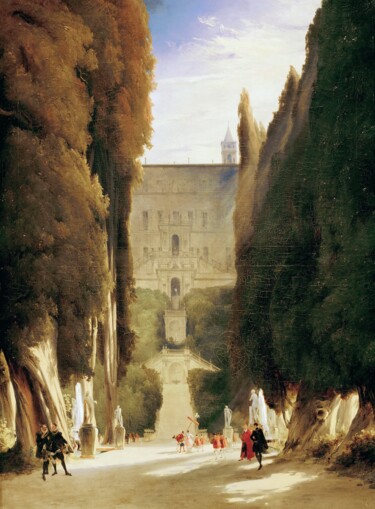 Painting titled "Dans le parc de Vil…" by Carl Blechen, Original Artwork, Oil
