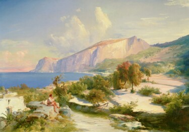 Pintura intitulada "Marina Grande, Capri" por Carl Blechen, Obras de arte originais, Óleo