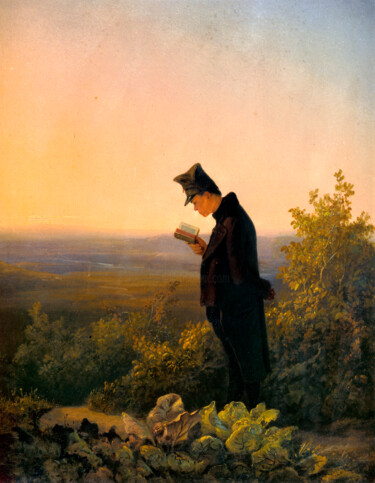 Painting titled "La Lecture du brévi…" by Carl Spitzweg, Original Artwork, Oil