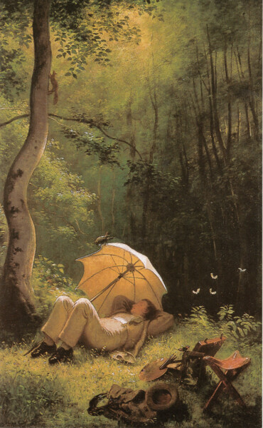Malerei mit dem Titel "Le peintre dans une…" von Carl Spitzweg, Original-Kunstwerk, Öl