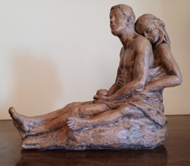 Rzeźba zatytułowany „Adamo ed Eva” autorstwa Carla Ballarini, Oryginalna praca, Terakota