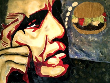 Malerei mit dem Titel "OBAMABURGER" von Carla Bertoli, Original-Kunstwerk, Acryl