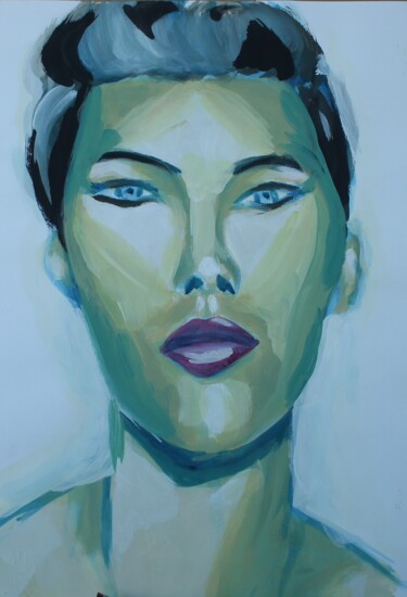 Pittura intitolato "Donna ramarro" da Carla Favoino, Opera d'arte originale, Acrilico