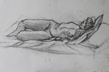 Dessin intitulée "nudo" par Carla Favoino, Œuvre d'art originale, Fusain
