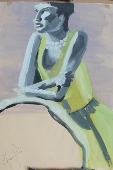 Pittura intitolato "donna in giallo e p…" da Carla Favoino, Opera d'arte originale, Acrilico
