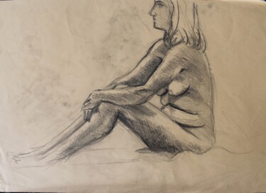 绘画 标题为“nudo seduto” 由Carla Favoino, 原创艺术品, 木炭