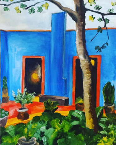 Картина под названием "La Casa Majorelle" - Carla Gréau, Подлинное произведение искусства, Масло