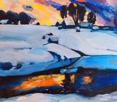 Painting titled "Snow" by Carla Gréau, Original Artwork, Oil