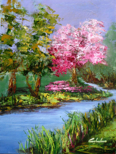 Painting titled "Primavera in fiore" by Colombo, Original Artwork, Oil